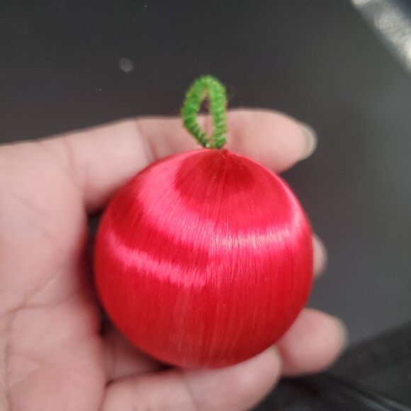 Vintage Red Satin Wrapped Ornaments 1960s Christmas Set of 10 - Picture 3 of 7